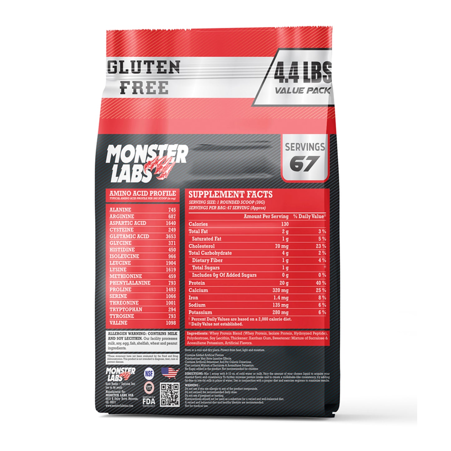 100% Whey Protein Powder - Vanilla, 4.4 Lbs, 67 Servings