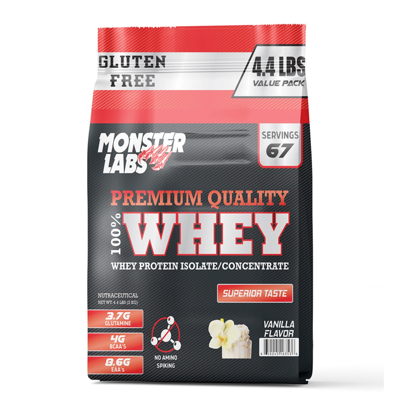 100% Whey Protein Powder - Vanilla, 4.4 Lbs, 67 Servings