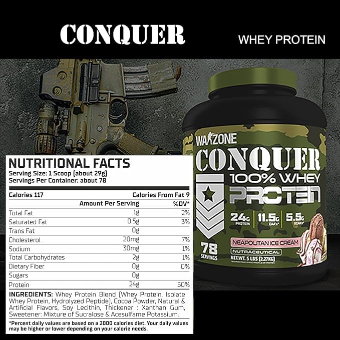 Warzone Conquer Whey Protein 78 Servings - Neapolitan Ice Cream