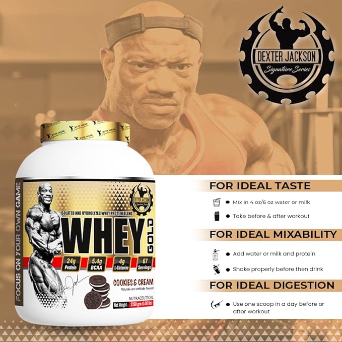 Dexter Jackson Gold Series Whey Gold - Cookies & Cream, 2268g (5 Lbs), 67 Servings