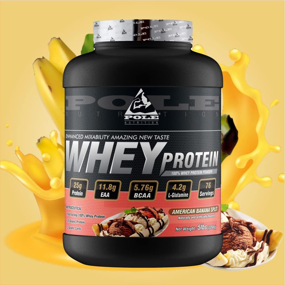 Pole Nutrition Whey Protein - American Banana Split, 5lbs (76 Servings)