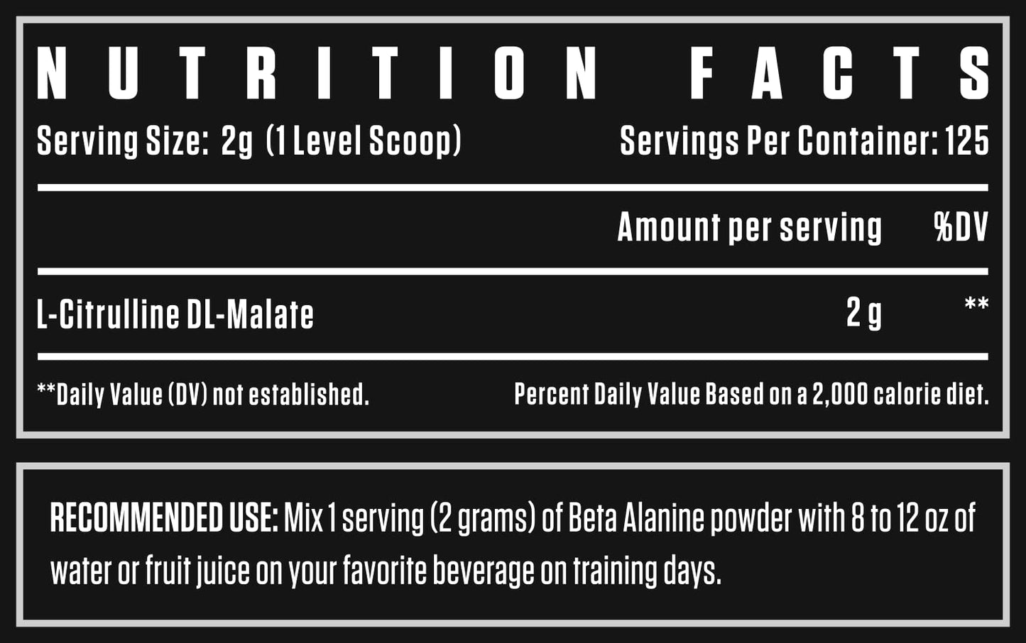 Black Series Citrulline Malate 250g - 125 Servings
