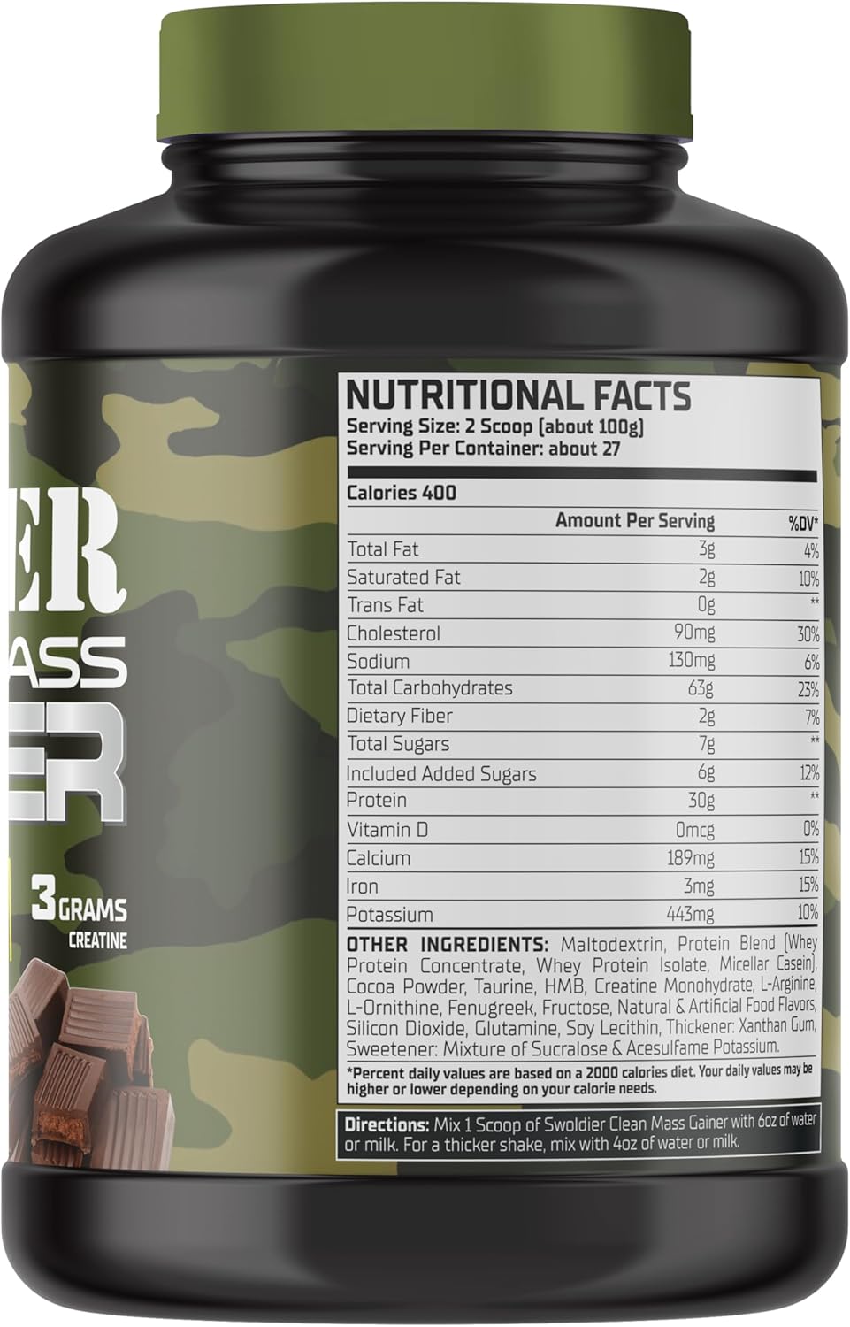 Warzone Swoldier Clean Mass Gainer – 6Lbs, Milk Chocolate