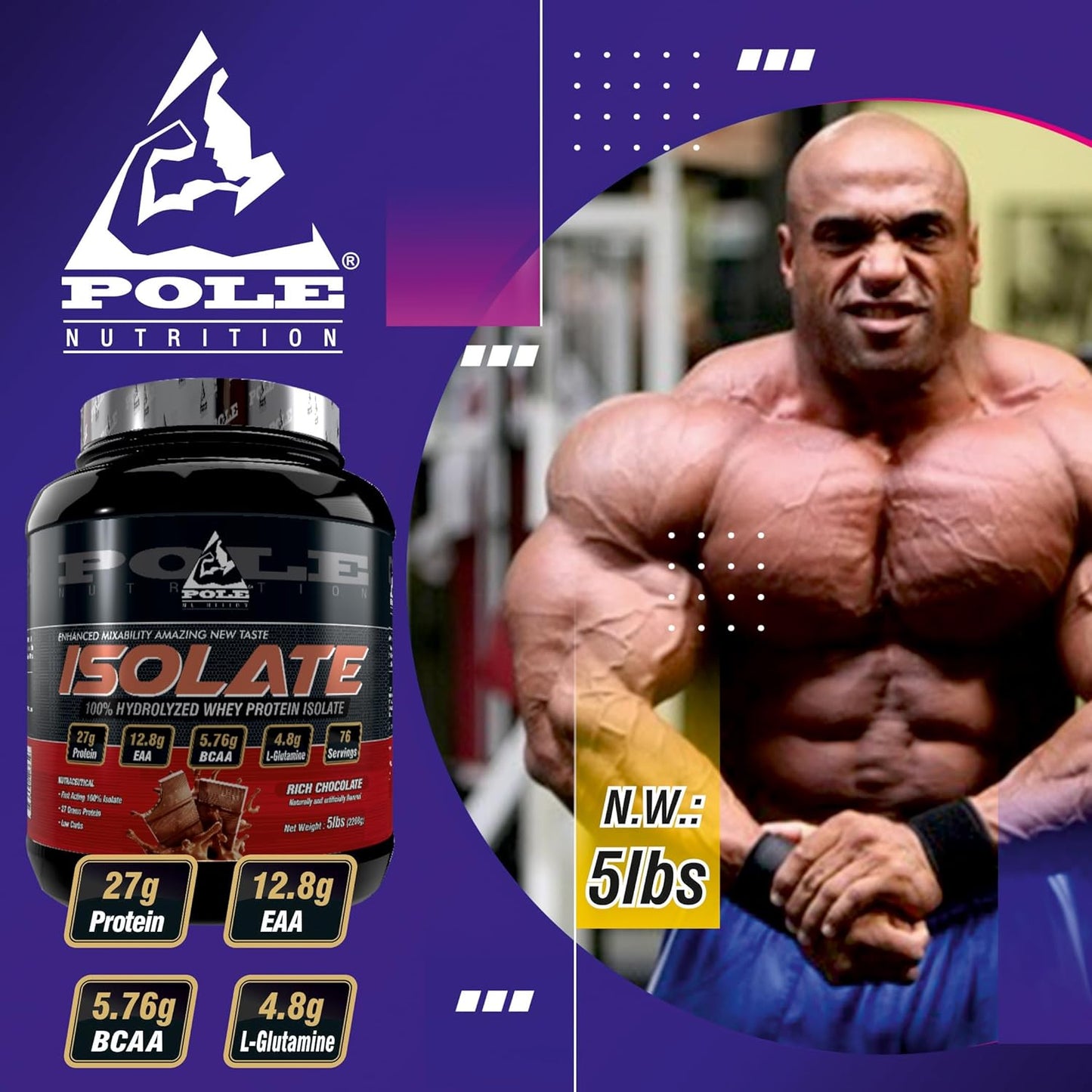 100% Hydrolyzed Whey Protein Isolate 5 lbs - Rich Chocolate