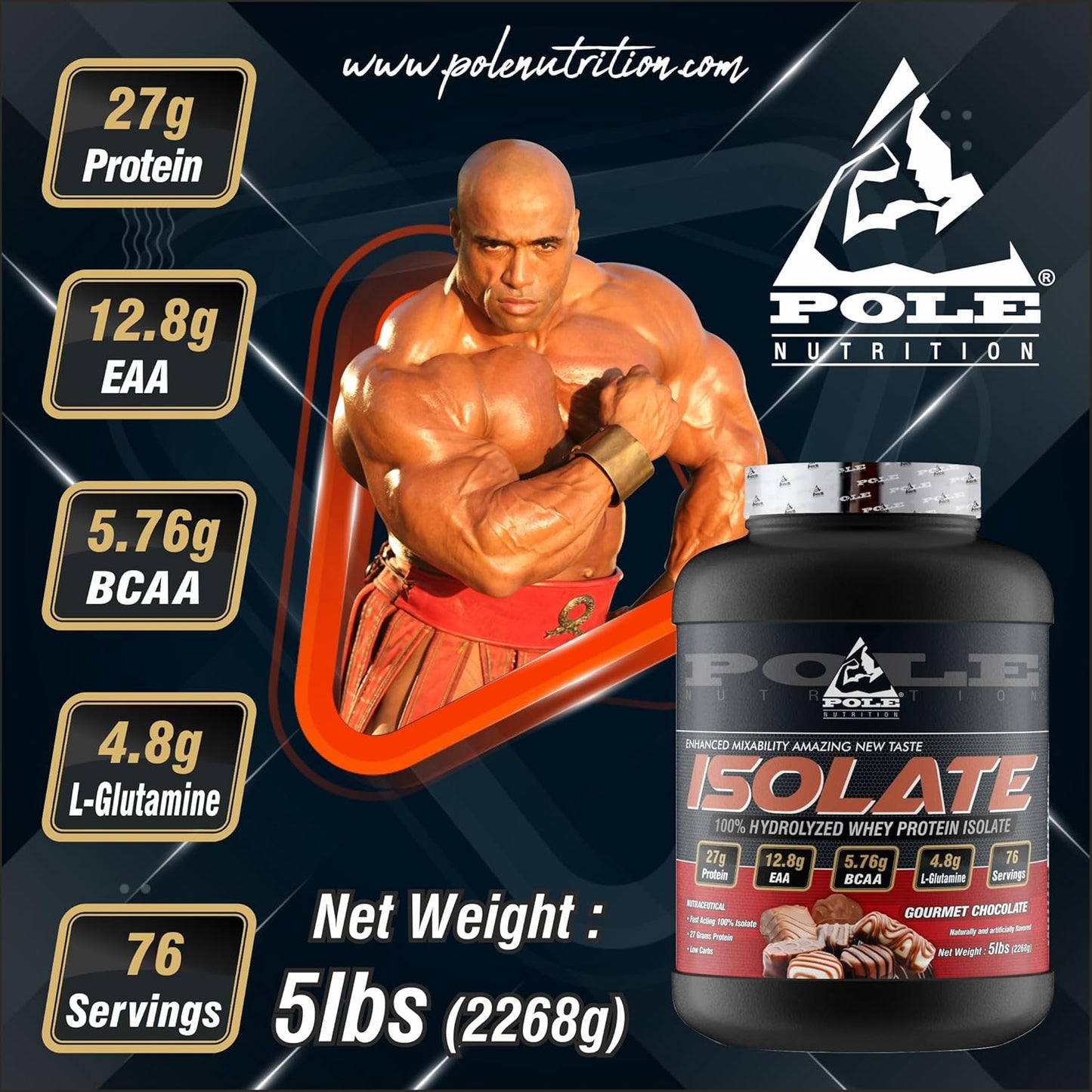 100% Hydrolyzed Whey Protein Isolate 5 lbs - Rich Chocolate