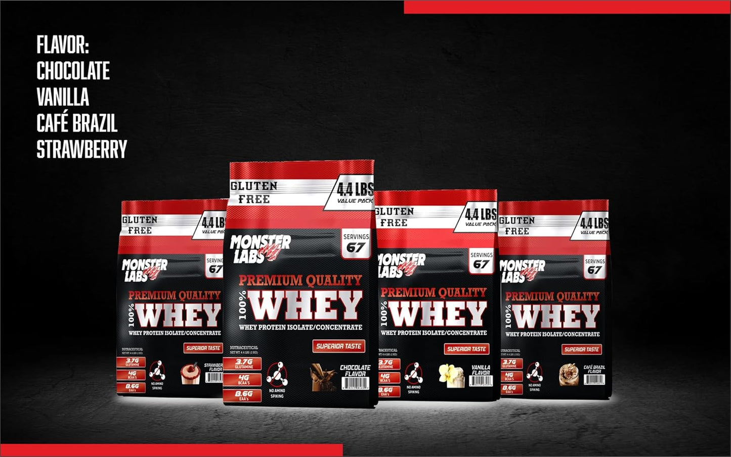 100% Whey Protein Powder - Café Brazil, 4.4 Lbs, 67 Servings