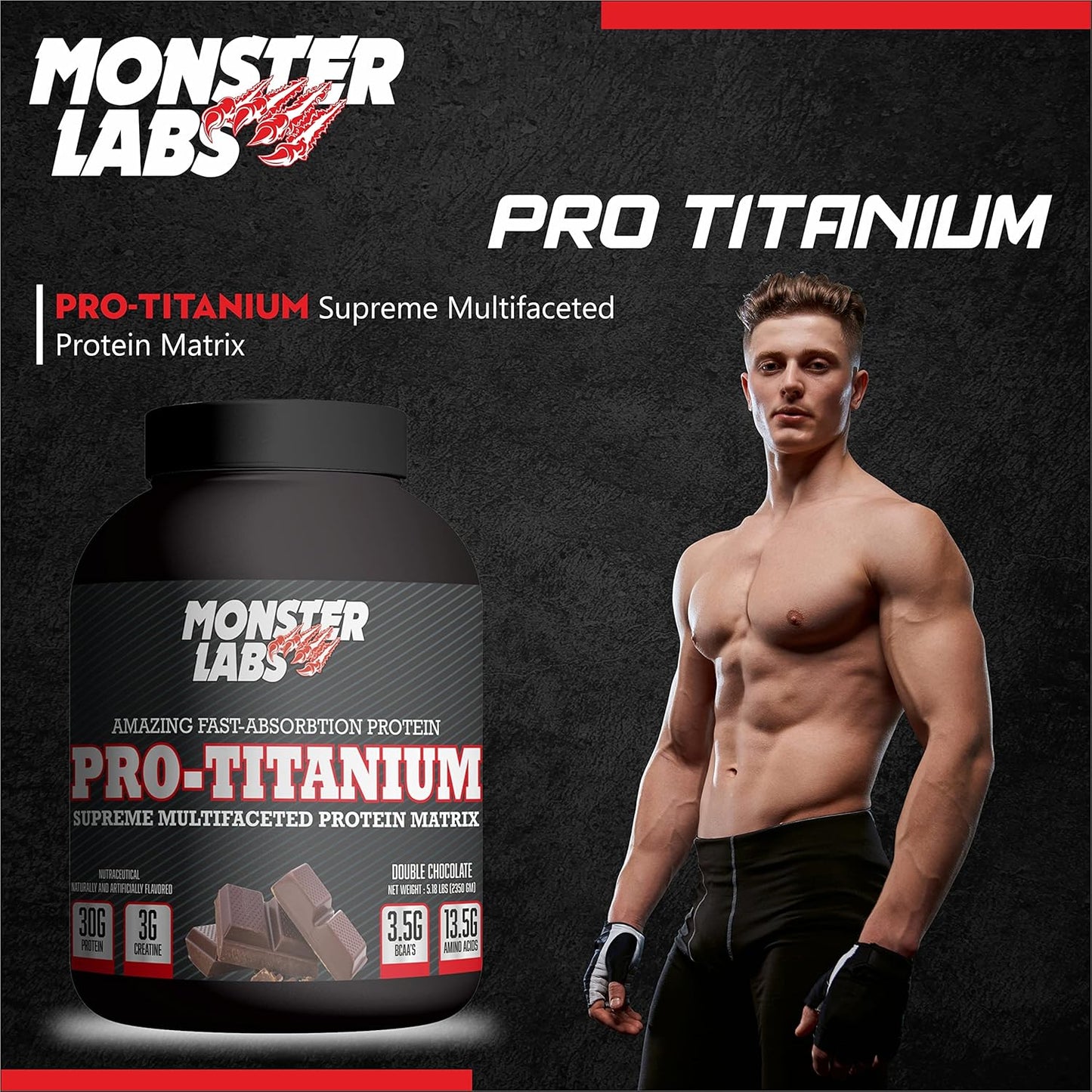 Monster Labs Pro Titanium 100% Fast-Absorption Whey Protein - Double Chocolate