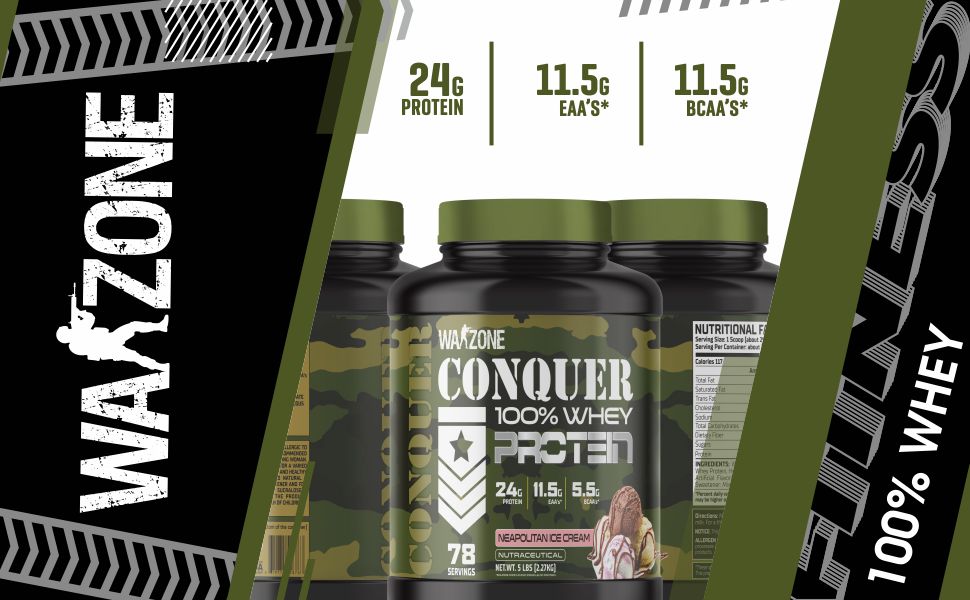 Warzone Conquer Whey Protein 78 Servings - Neapolitan Ice Cream