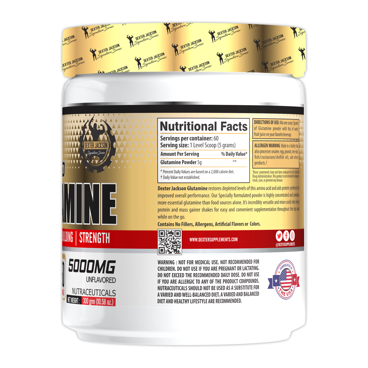 Dexter Jackson Gold Series Micronized Glutamine | 300g | 60 Servings