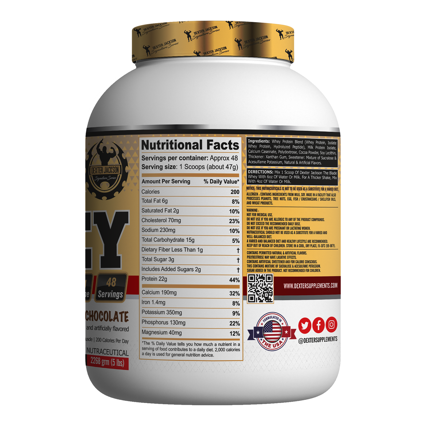 Dexter Jackson Gold Series The Blade Whey, 5lbs - Milk Chocolate