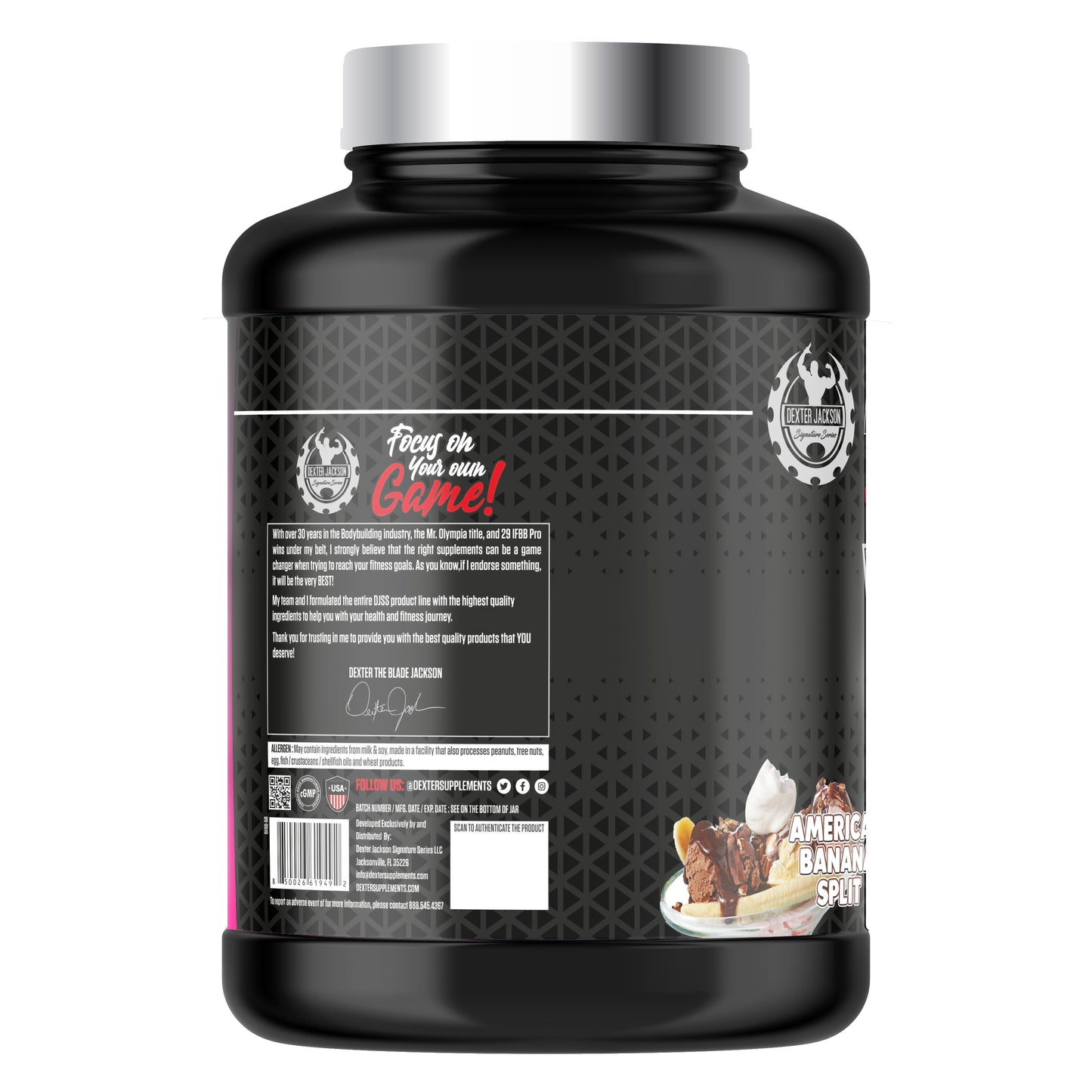 DEXTER JACKSON Black Series Isolate & Hydrolyzed Whey Protein 5 Lbs (76 Servings) - American Banana Split