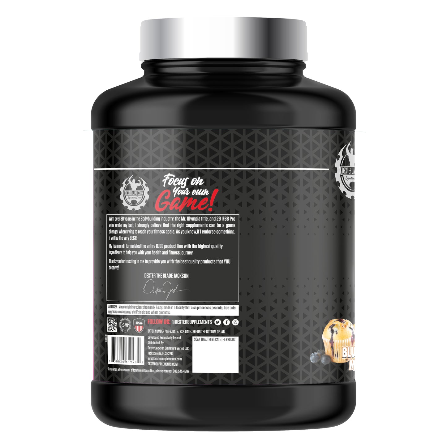 DEXTER JACKSON Black Series Isolate & Hydrolyzed Whey Protein 5 Lbs (76 Servings) - Blueberry Muffin