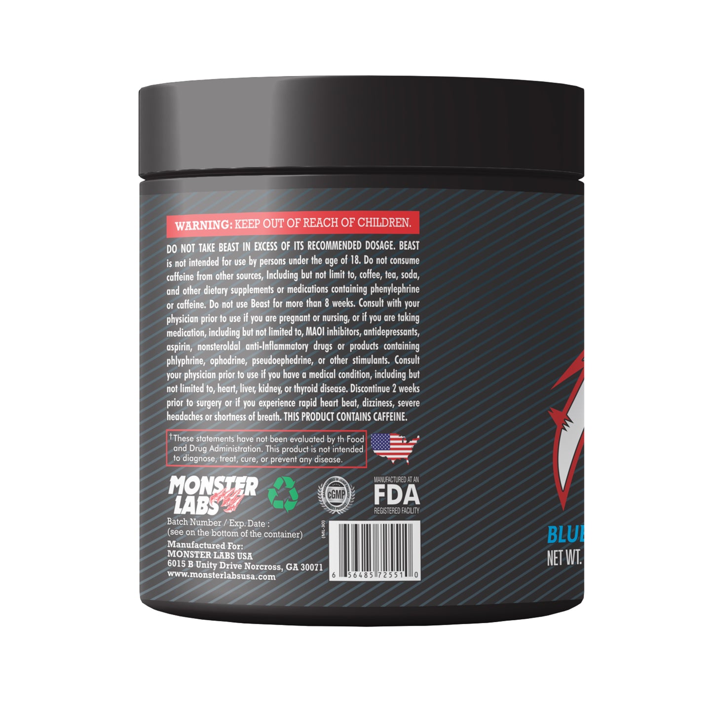 Monster Labs Beast V2, Pre Workout, 35 Servings (Blue Raspberry)