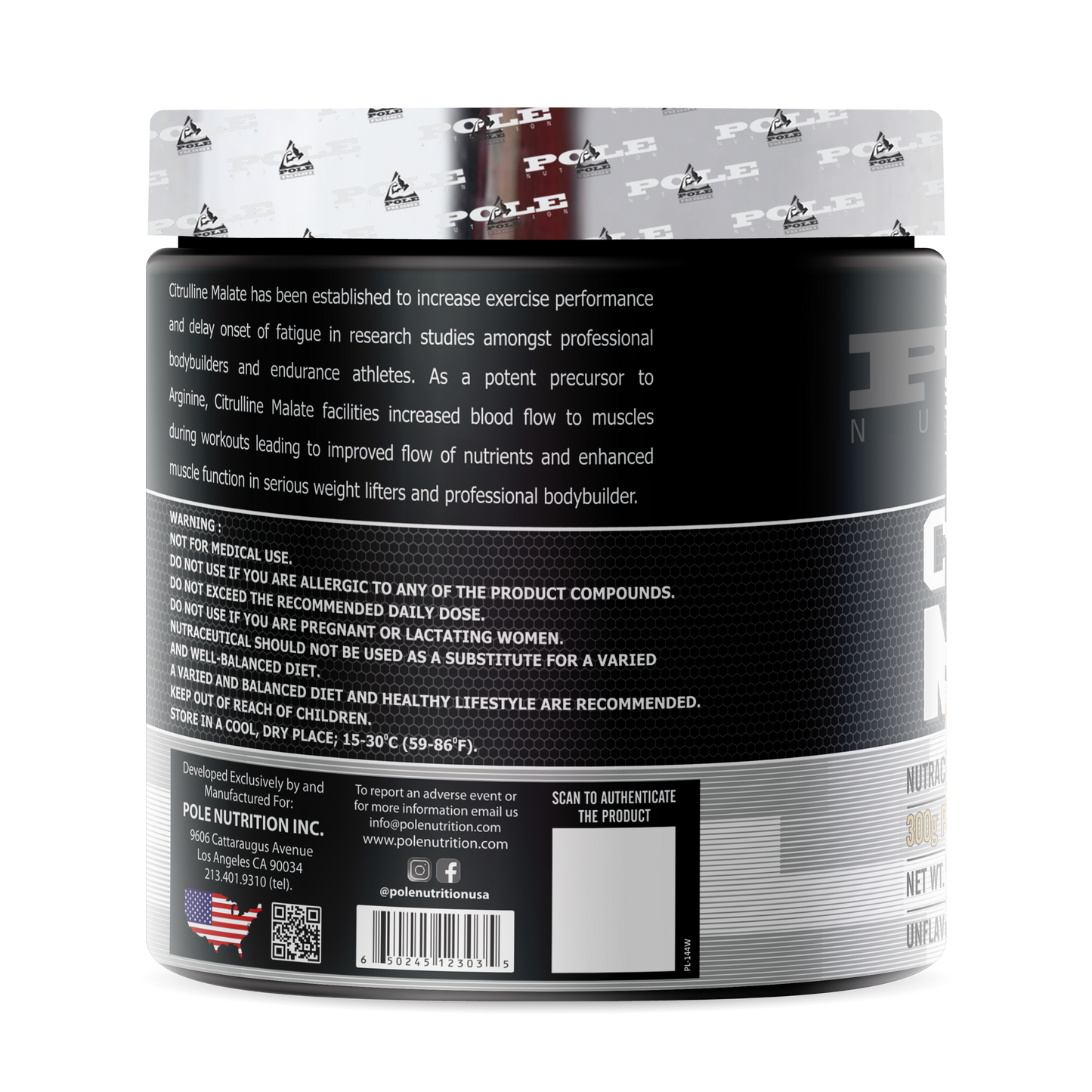 Citrulline Malate 300g - Enhances Exercise Performance & Cardiovascular Health