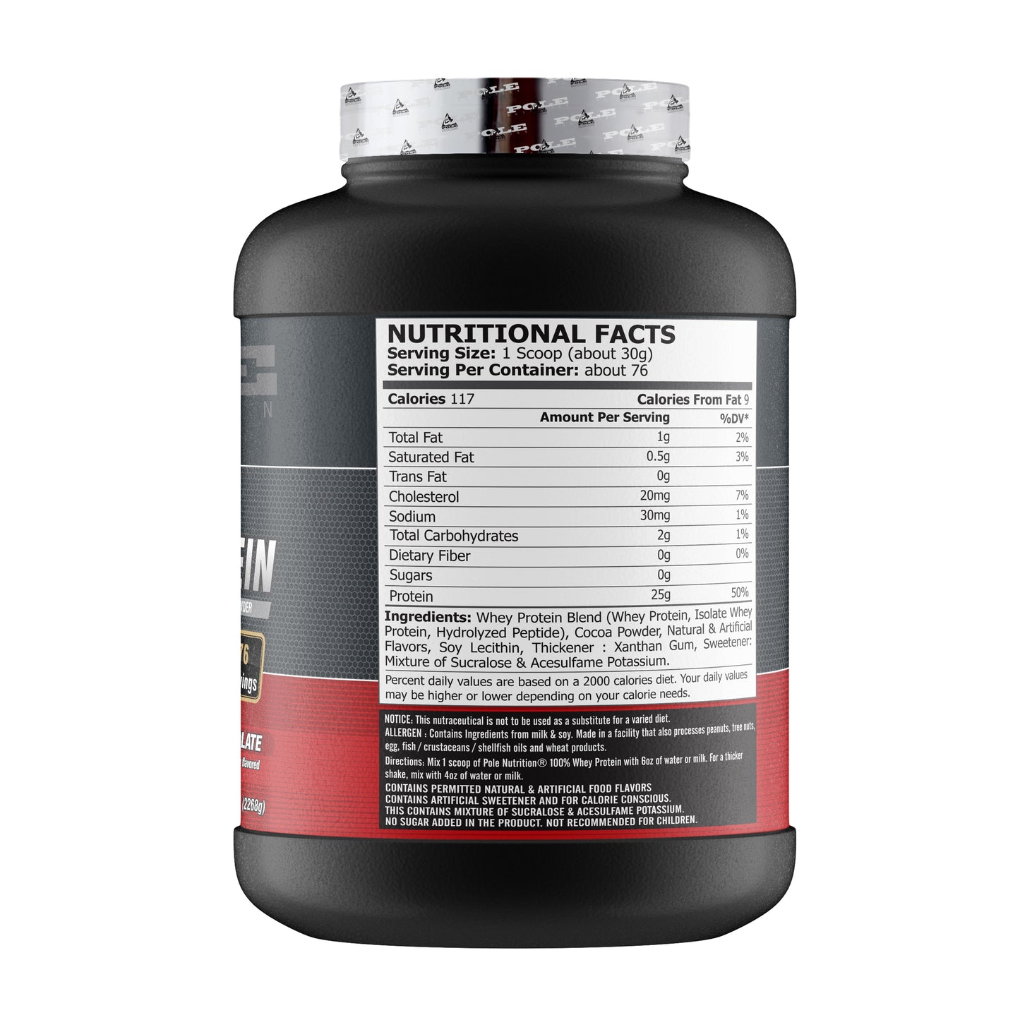 Pole Nutrition Whey Protein - Rich Chocolate, 5lbs (76 Servings)