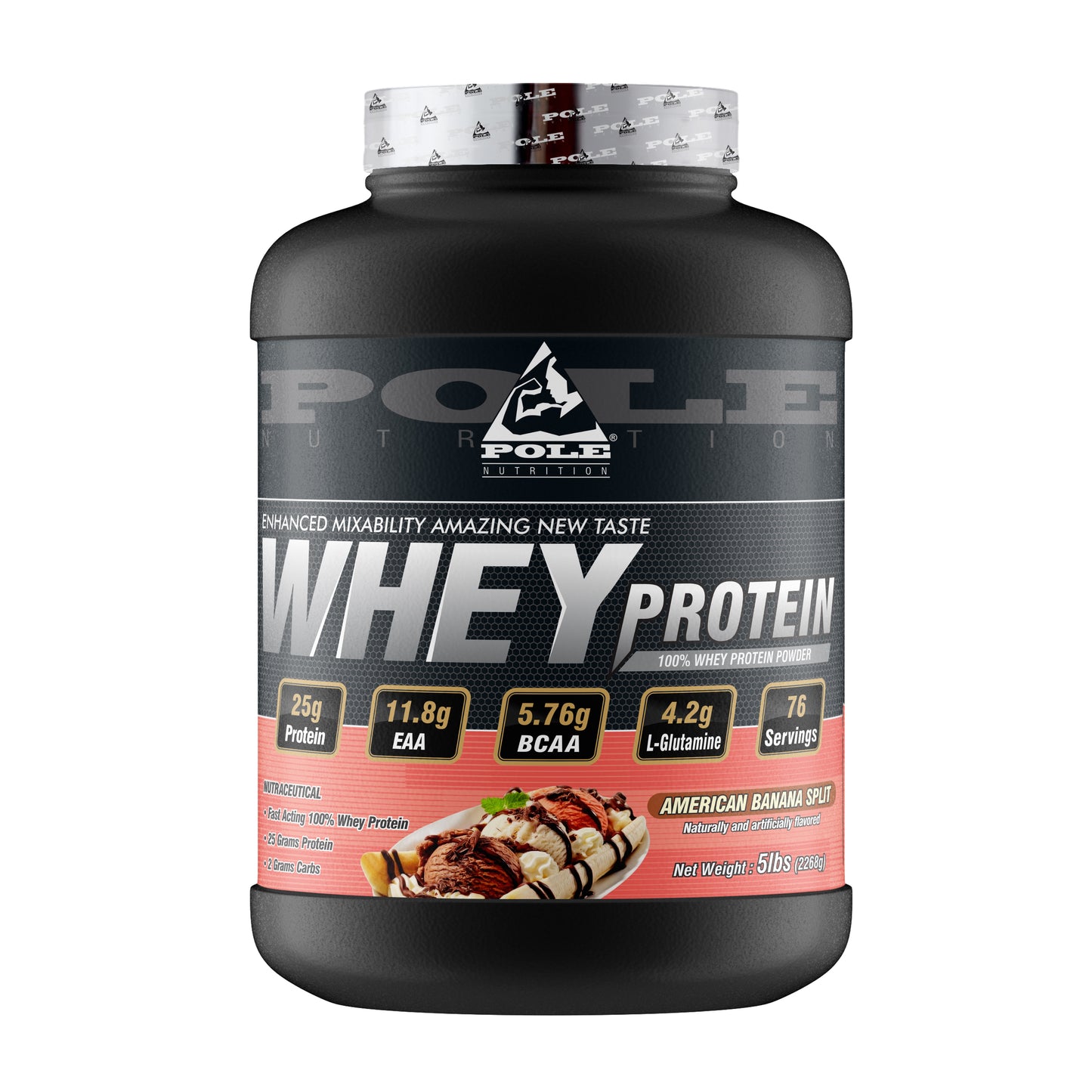 Pole Nutrition Whey Protein - American Banana Split, 5lbs (76 Servings)