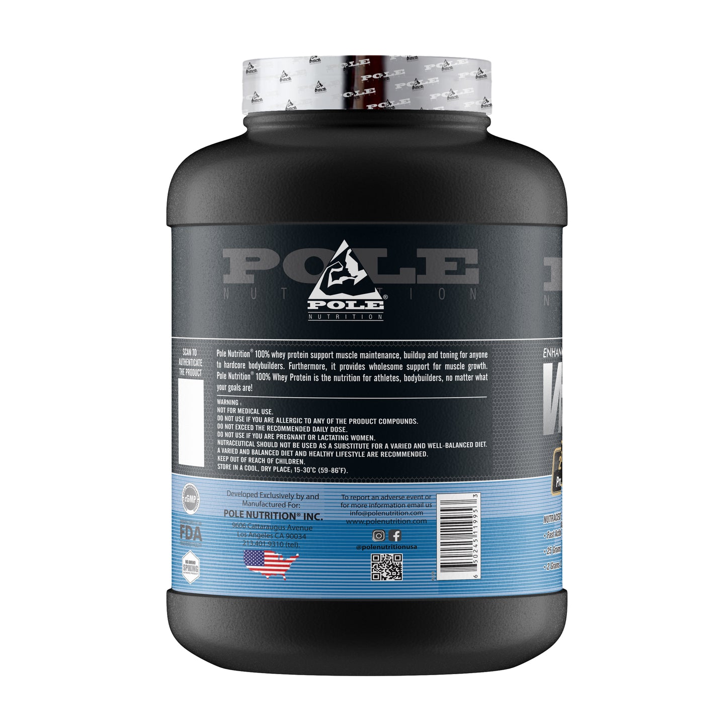 Pole Nutrition Whey Protein - Blueberry Muffin, 5lbs (76 Servings)