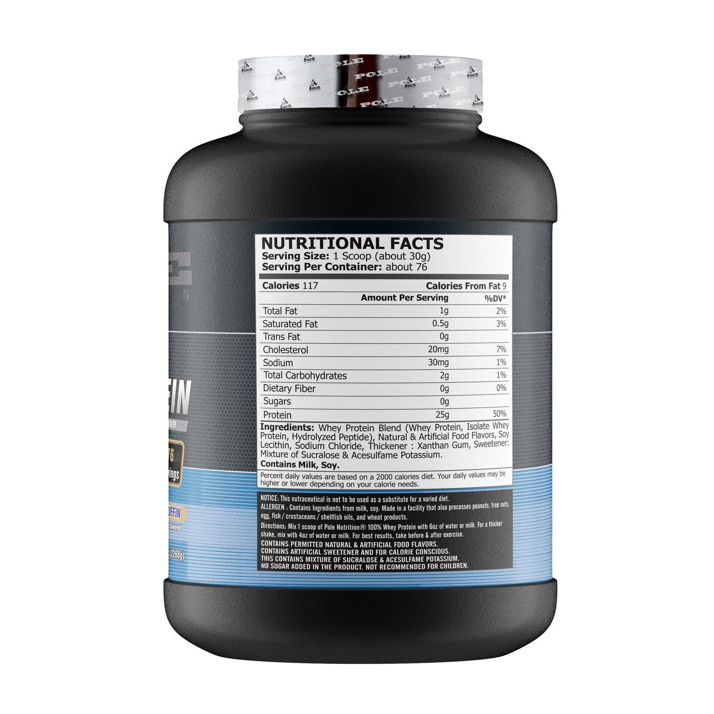 Pole Nutrition Whey Protein - Blueberry Muffin, 5lbs (76 Servings)