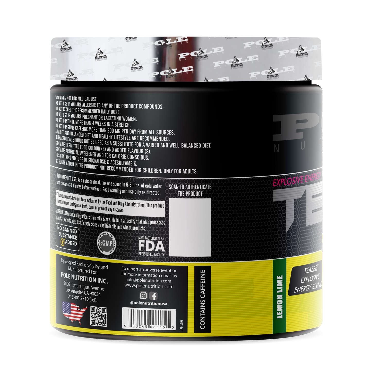 Teazer Pre-Workout Lemon Lime (30 Servings)