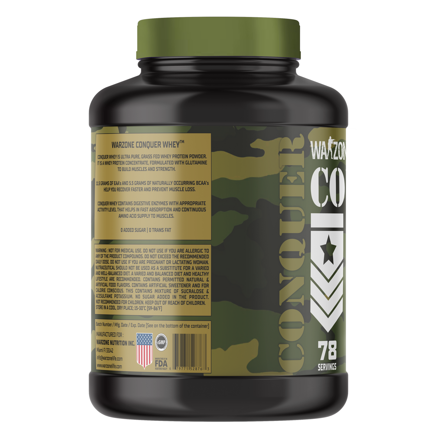Warzone Conquer Whey Protein 78 Servings - Neapolitan Ice Cream