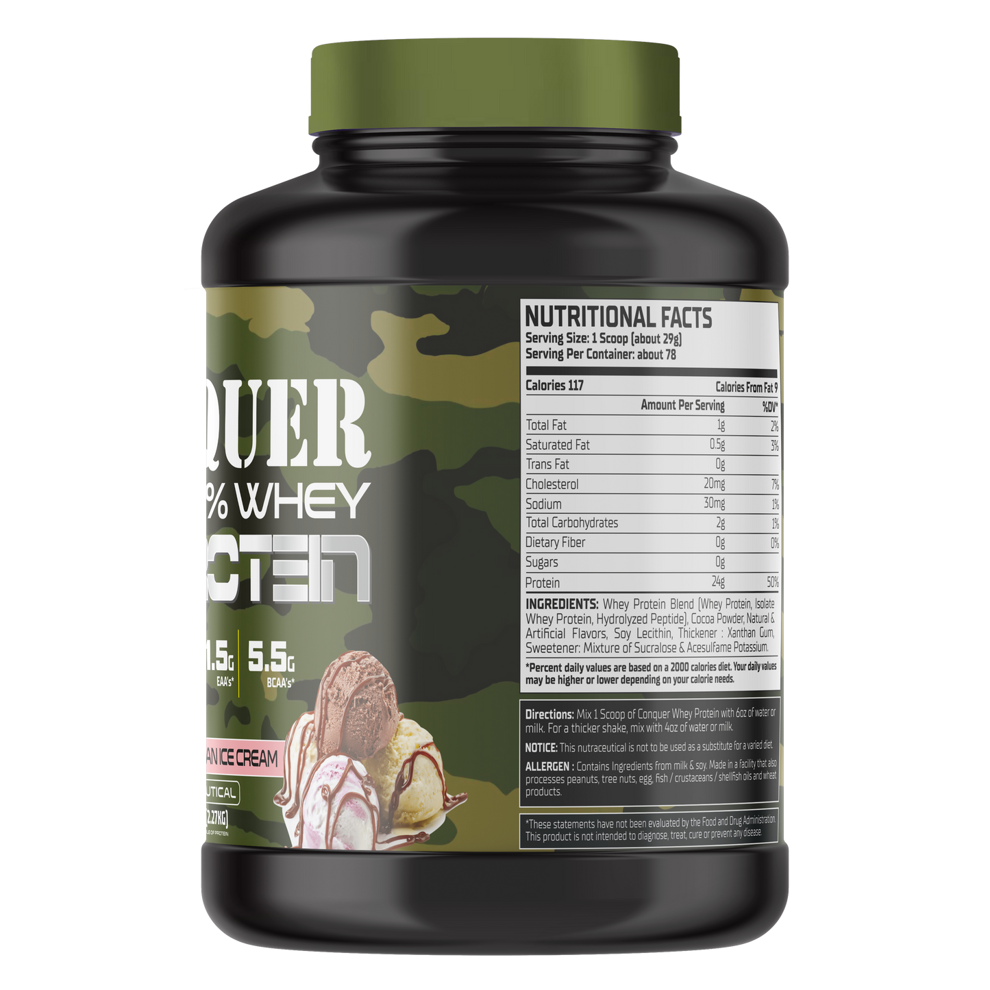 Warzone Conquer Whey Protein 78 Servings - Neapolitan Ice Cream