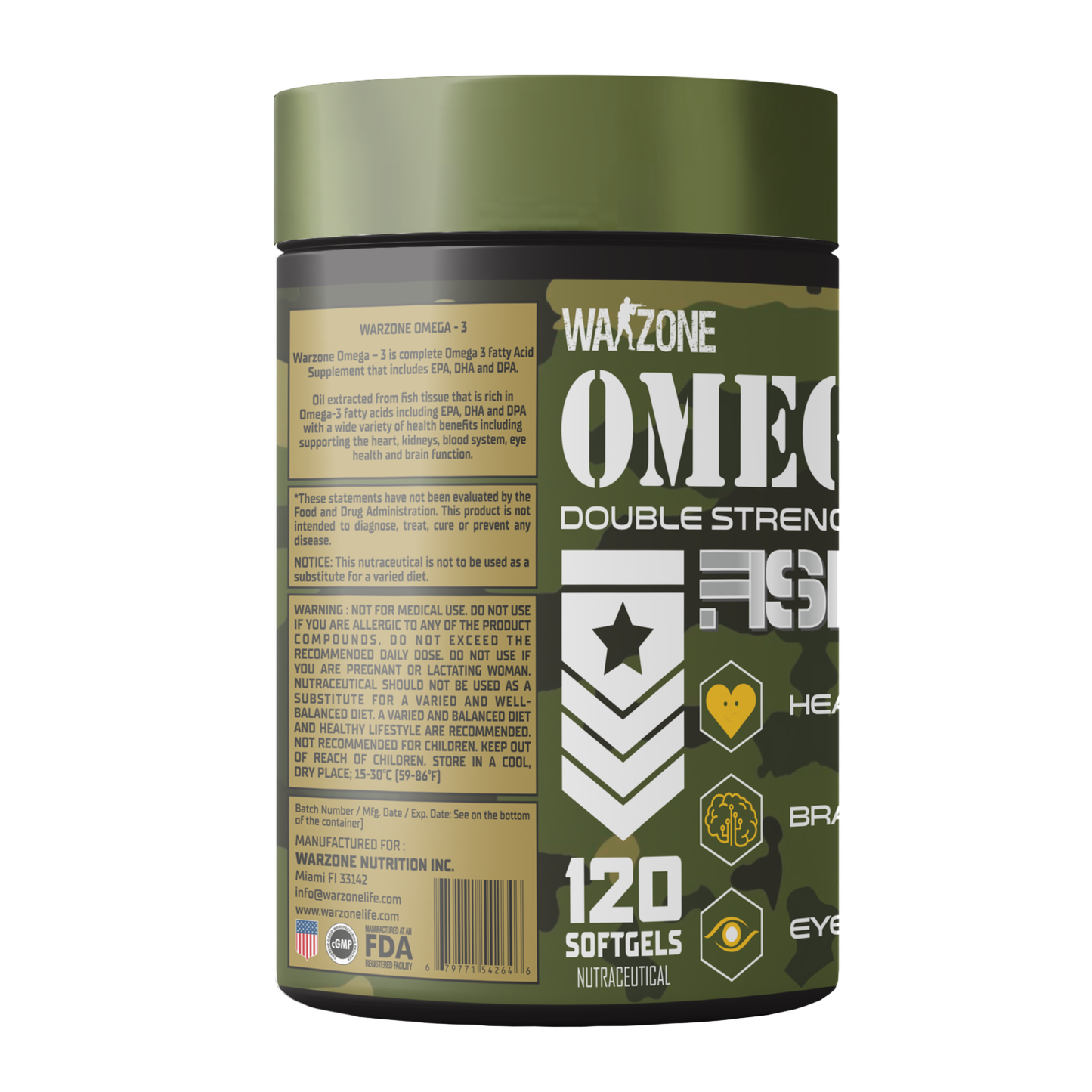 Warzone Double Strength Omega-3, 120 Softgels