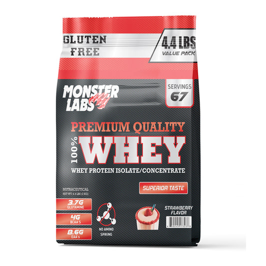 100% Whey Protein Powder - Strawberry, 4.4 Lbs, 67 Servings
