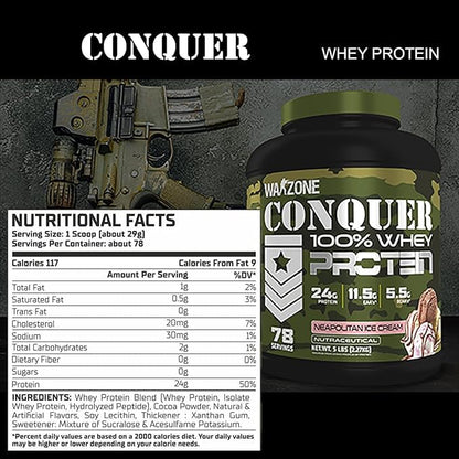 Warzone Conquer Whey Protein 78 Servings - Neapolitan Ice Cream