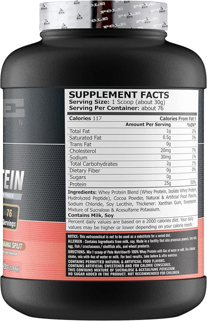 Pole Nutrition Whey Protein - American Banana Split, 5lbs (76 Servings)