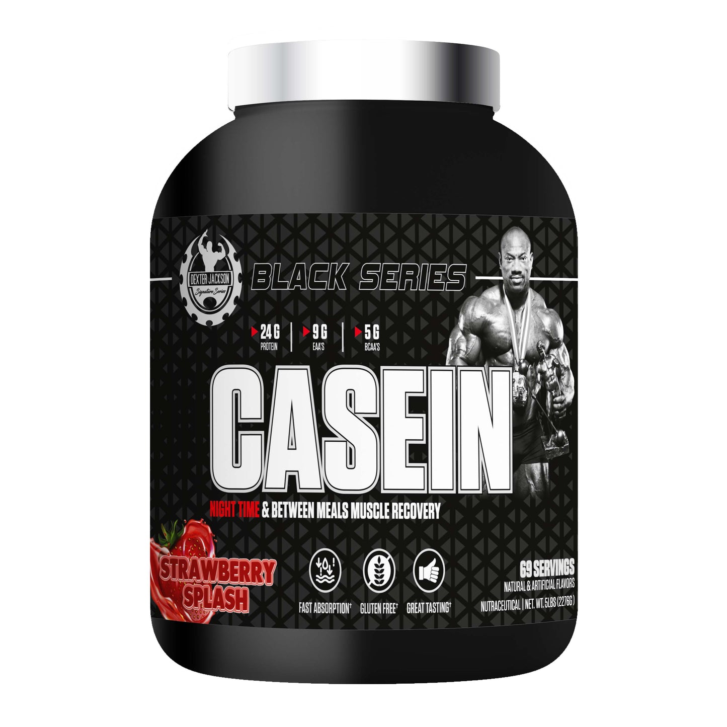 Black Series Casein Protein - Strawberry (5 Lbs), 69 Servings