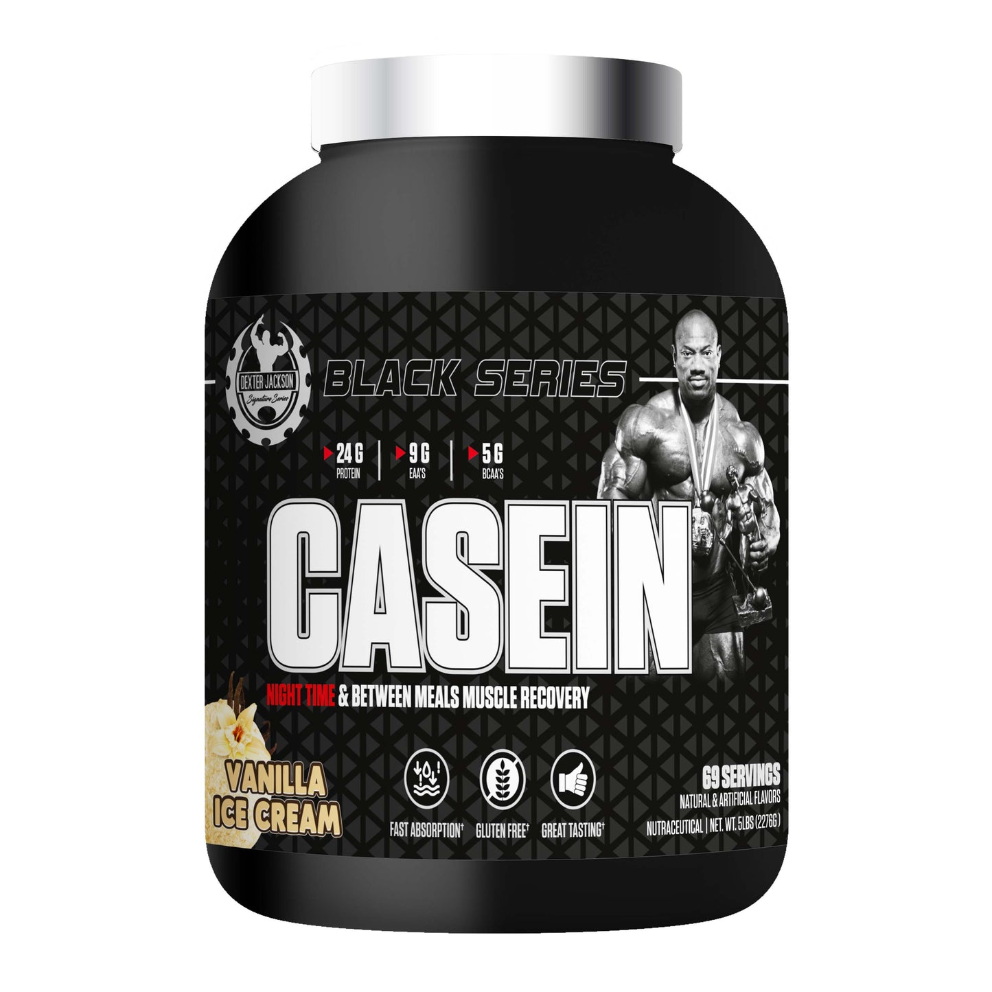 Black Series Casein Protein - Vanilla (5 Lbs), 69 Servings