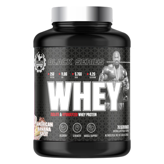 DEXTER JACKSON Black Series Isolate & Hydrolyzed Whey Protein 5 Lbs (76 Servings) - American Banana Split