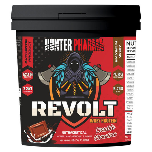 Hunter Pharma Revolt Whey Protein 8 Lbs. 130 Serving, Double Chocolate