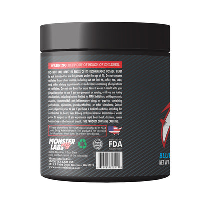 Monster Labs Beast V2, Pre Workout, 35 Servings (Blue Raspberry)
