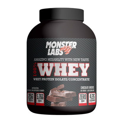 Monster Labs Whey Protein - Chocolate Bricks, 5lbs (76 Servings)