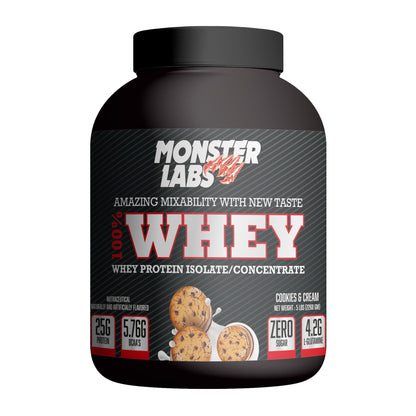 Monster Labs Whey Protein - Cookies & Cream, 5lbs (76 Servings)