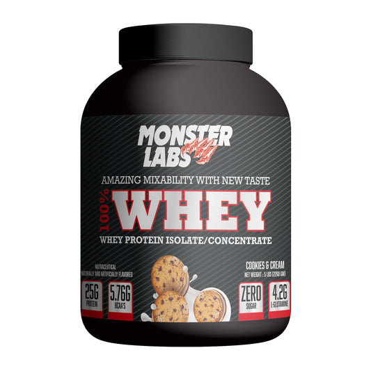 Monster Labs Whey Protein - Cookies & Cream, 5lbs (76 Servings)