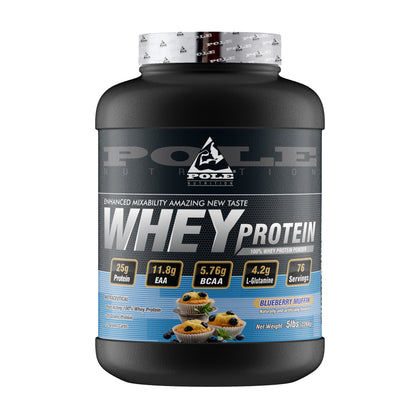 Pole Nutrition Whey Protein - Blueberry Muffin, 5lbs (76 Servings)